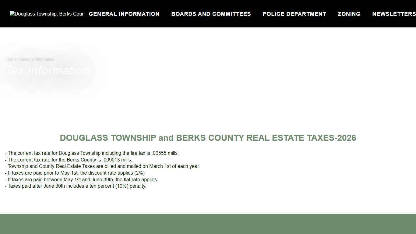 Tax Information - Douglass Township, Berks County